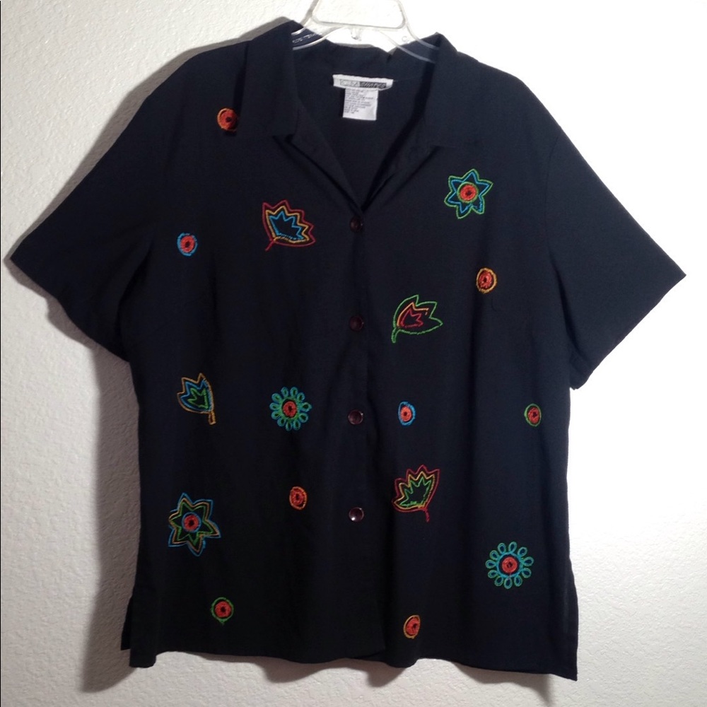 FINAL MARKDOWN Ladies' C. M. Shapes SS Embroidered Blouse 1x